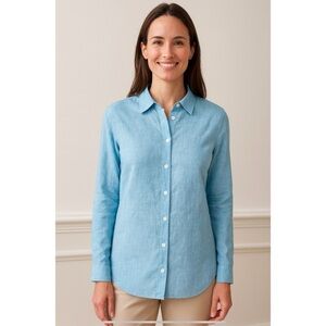 J MCLAUGHLIN BRITT LINEN SHIRT BREATHABLE CLASSIC COASTAL CHIC PREPPY XS